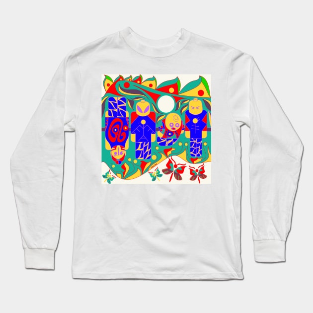 the dream team in ecopop mandala tattoo pattern Long Sleeve T-Shirt by jorge_lebeau